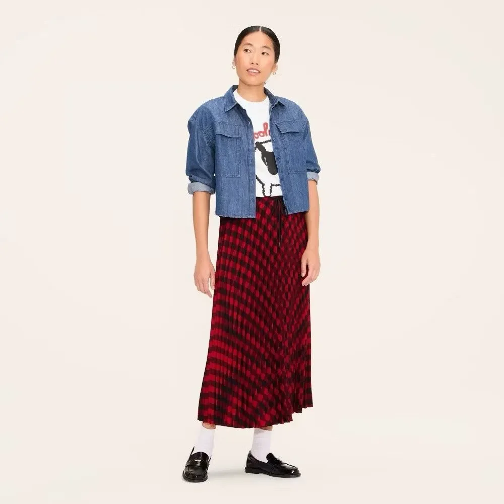 Women's Buffalo Check Midi A-Line Pleated Skirt - Woolrich Size Large
